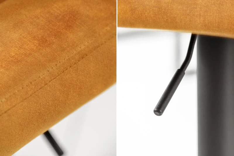 Lot de 2x Tabouret de bar pivotant PORTLAND moutarde velours tabouret de bar avec dossier réglable en hauteur