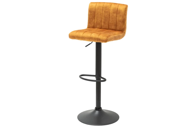 Lot de 2x Tabouret de bar pivotant PORTLAND moutarde velours tabouret de bar avec dossier réglable en hauteur
