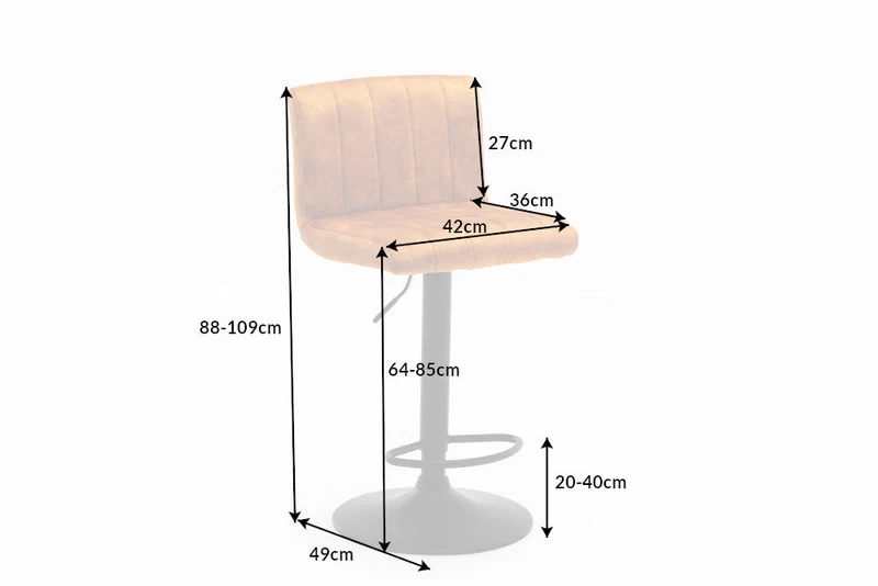 Lot de 2x Tabouret de bar pivotant PORTLAND moutarde velours tabouret de bar avec dossier réglable en hauteur