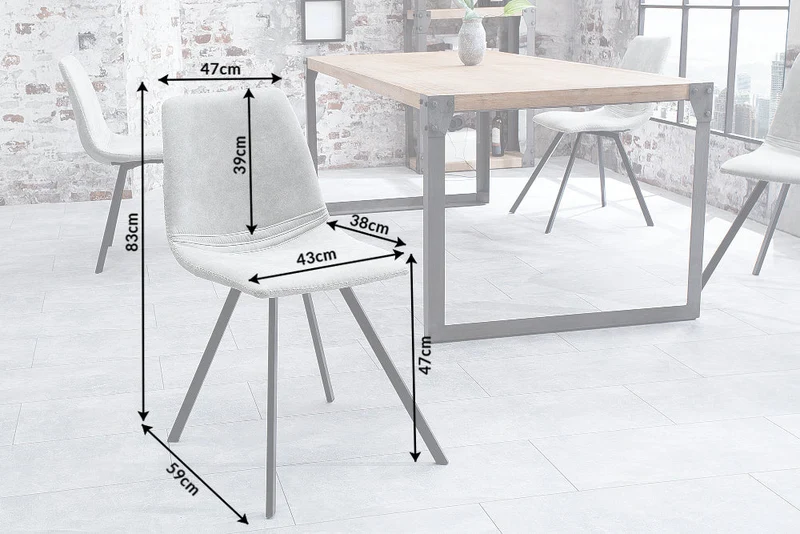 Lot de 2x chaises rétro AMSTERDAM CHAIR gris pierre design classique