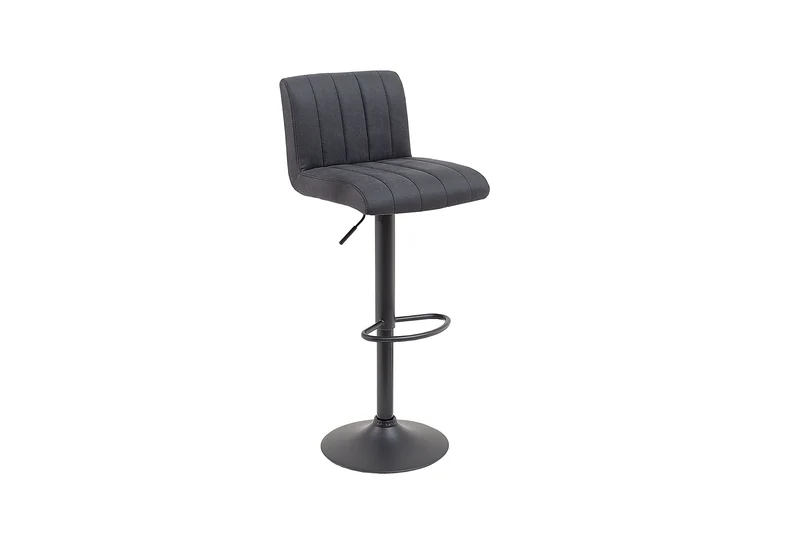 Lot de 2x Tabouret de bar rotatif PORTLAND chaise de bar vintage en microfibre gris avec dossier réglable en hauteur