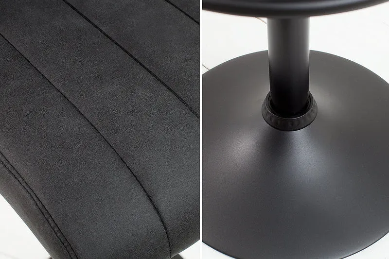 Lot de 2x Tabouret de bar rotatif PORTLAND chaise de bar vintage en microfibre gris avec dossier réglable en hauteur