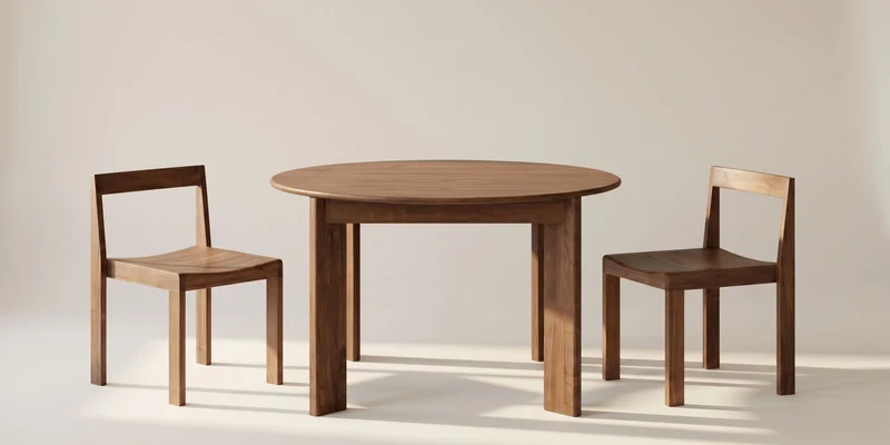 Frame Round Extendable Dining Table, Seats 4-8, American Walnut