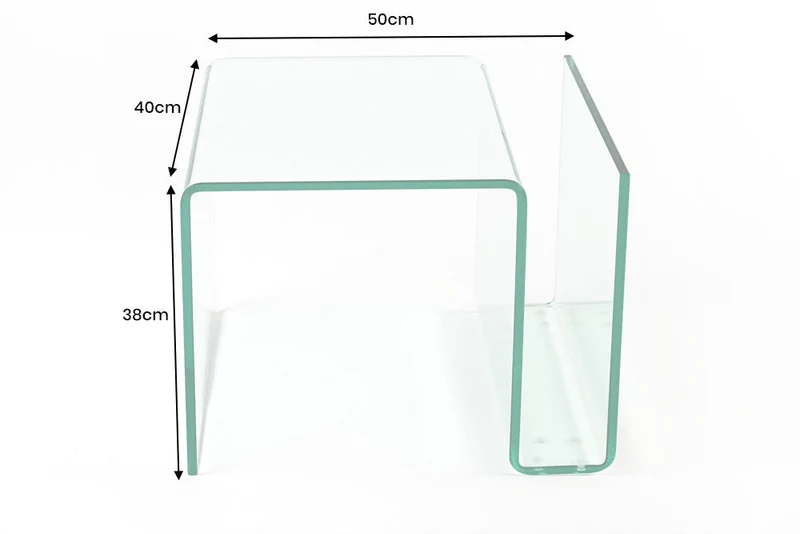 Table basse extravagante en verre FANTOME 50cm table d'appoint avec rangement pour magazines transparente