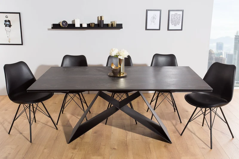 Table à manger extensible PROMETHEUS 180-220-260cm en céramique de lave fabriquée en Italie