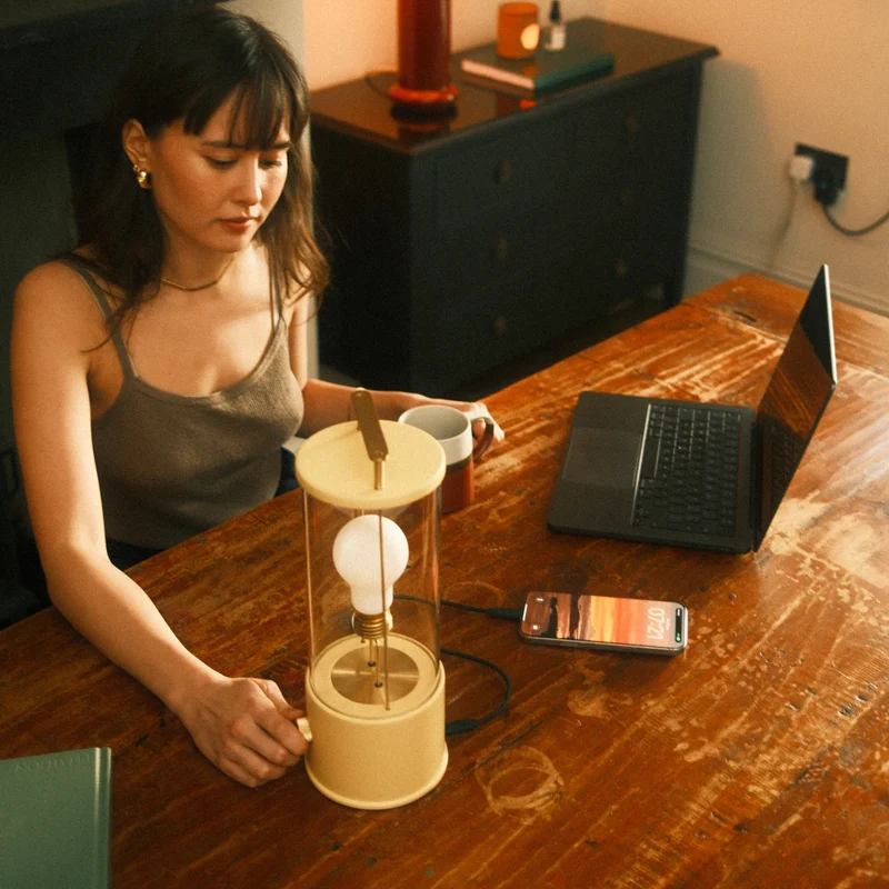 The Muse 2.0 Portable Lamp in Candlenut White