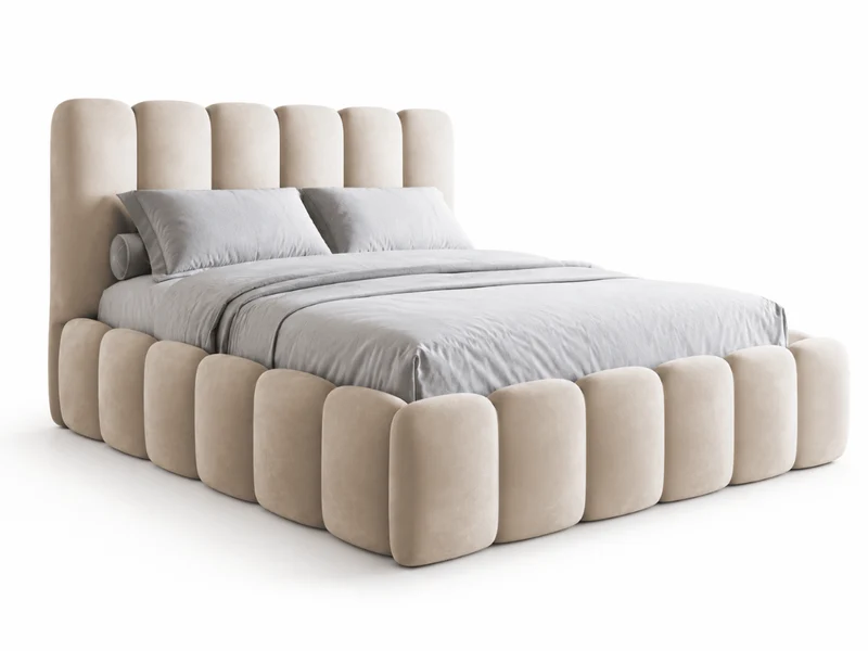 Lit coffre design avec tête de lit matelassée - JADE