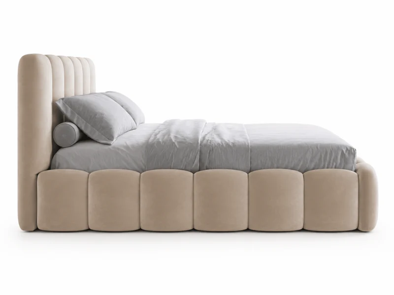 Lit coffre design avec tête de lit matelassée - JADE