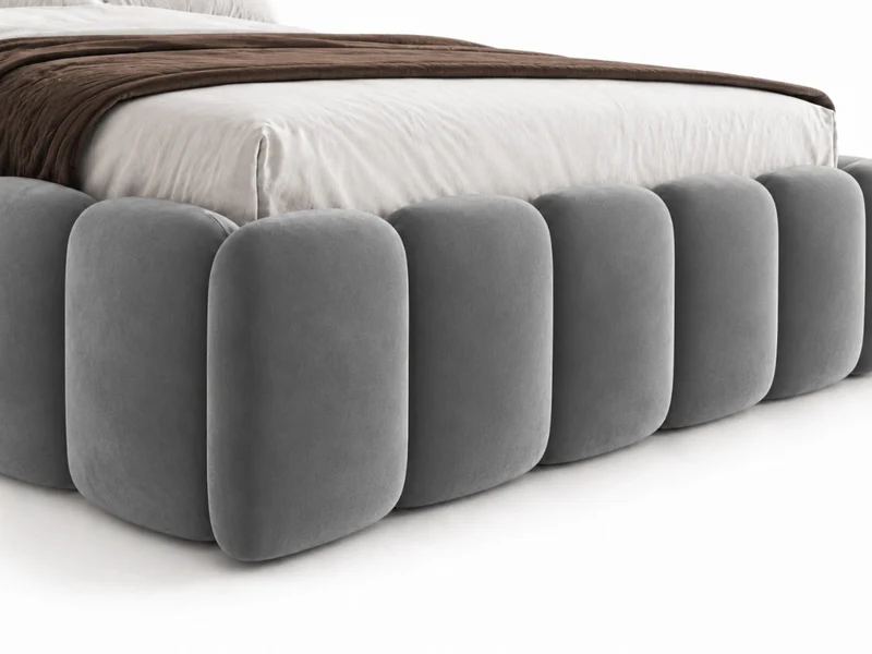 Lit coffre design avec tête de lit matelassée - JADE