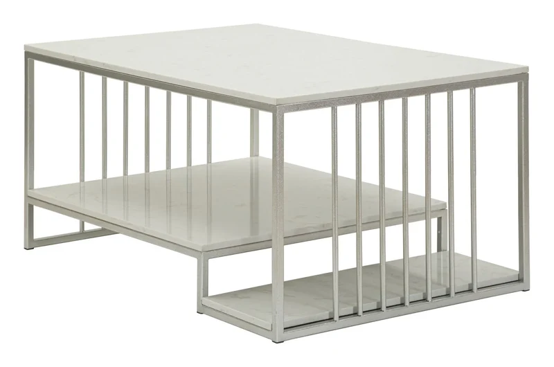 Table basse rectangulaire avec base en métal et plateau en marbre – Collection Kayseri