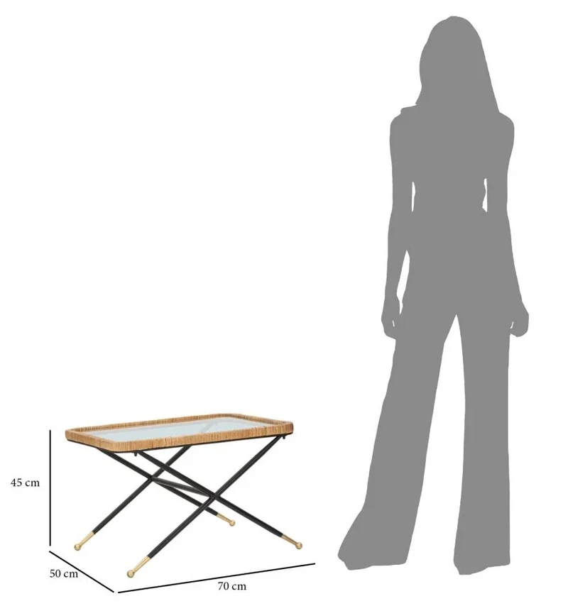 Table basse rectangulaire avec pieds métalliques croisés – Saint Barth