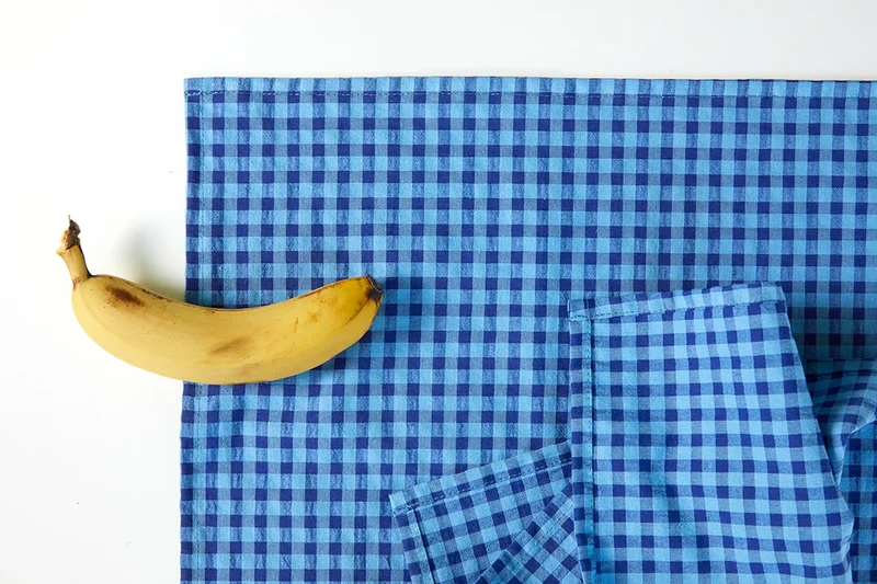 Lot de 2 serviettes de table " un petit creux " - Vichy Bleuet
