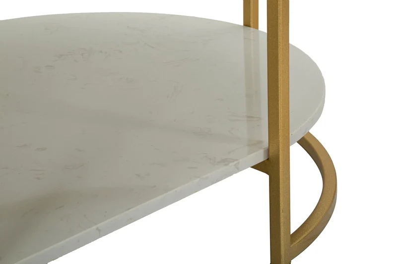 Table basse rectangulaire en marbre artificiel avec cadre doré – Izmir Design