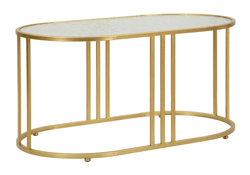 Table basse rectangulaire en verre avec pieds dorés – Style Antalia