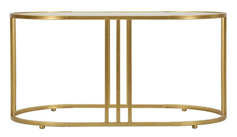 Table basse rectangulaire en verre avec pieds dorés – Style Antalia