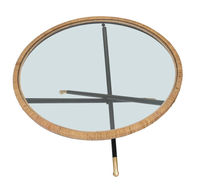 Table basse ronde avec base en rotin – Saint Barth Rotondo
