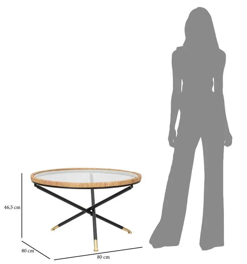 Table basse ronde avec base en rotin – Saint Barth Rotondo