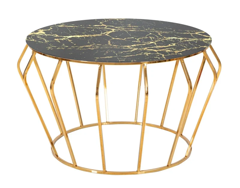 Table basse ronde avec piètement en fil métallique doré – Histor Modern Design