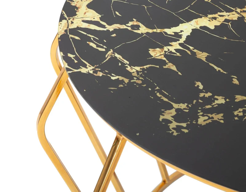 Table basse ronde avec piètement en fil métallique doré – Histor Modern Design