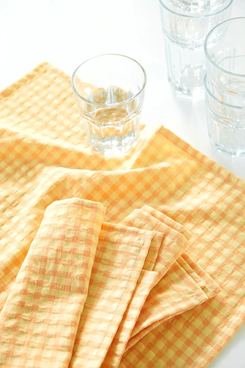 Lot de 2 sets de table " bon app' " - Vichy Citron