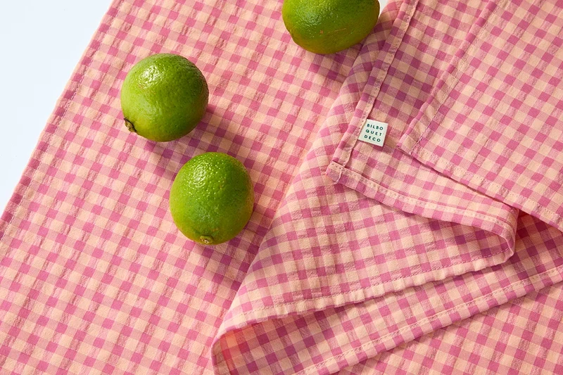 Lot de 2 sets de table " bon app' " - Vichy Framboise