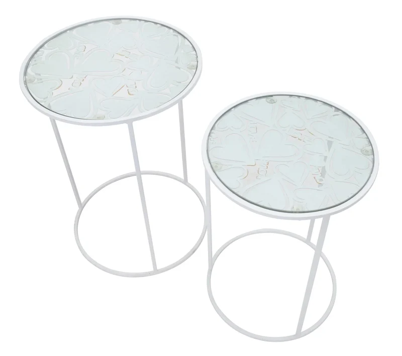 Table d’appoint ronde en métal doré avec plateau en marbre en paire