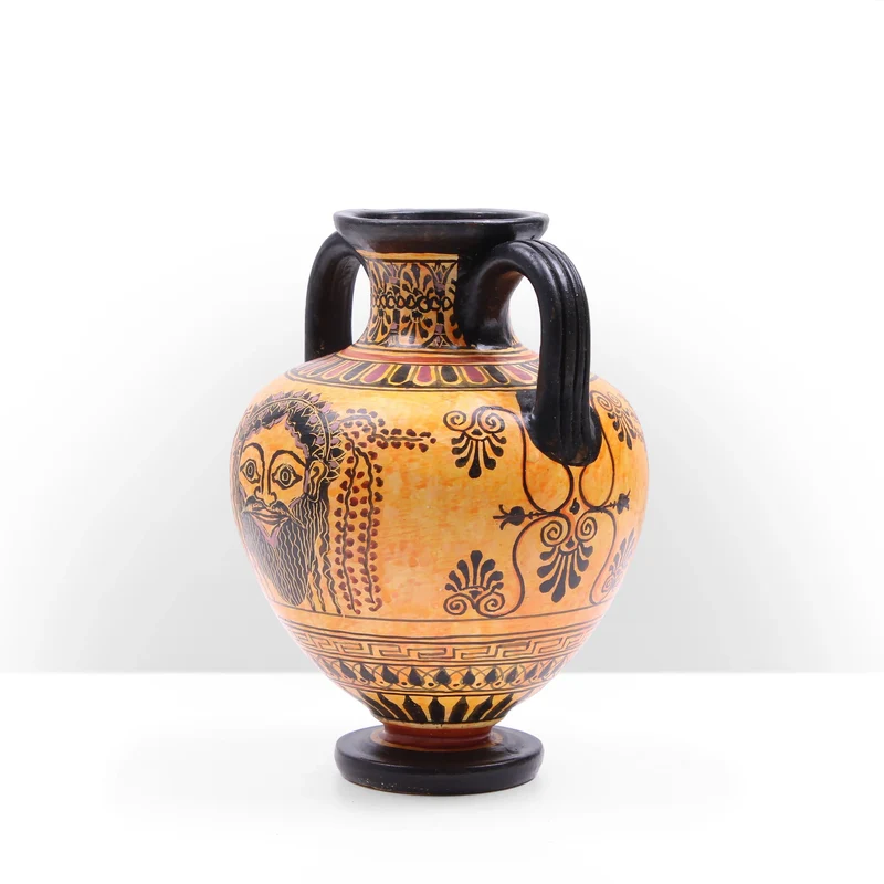 Vase Grec à Figures Noires avec Scène de Récolte des Olives