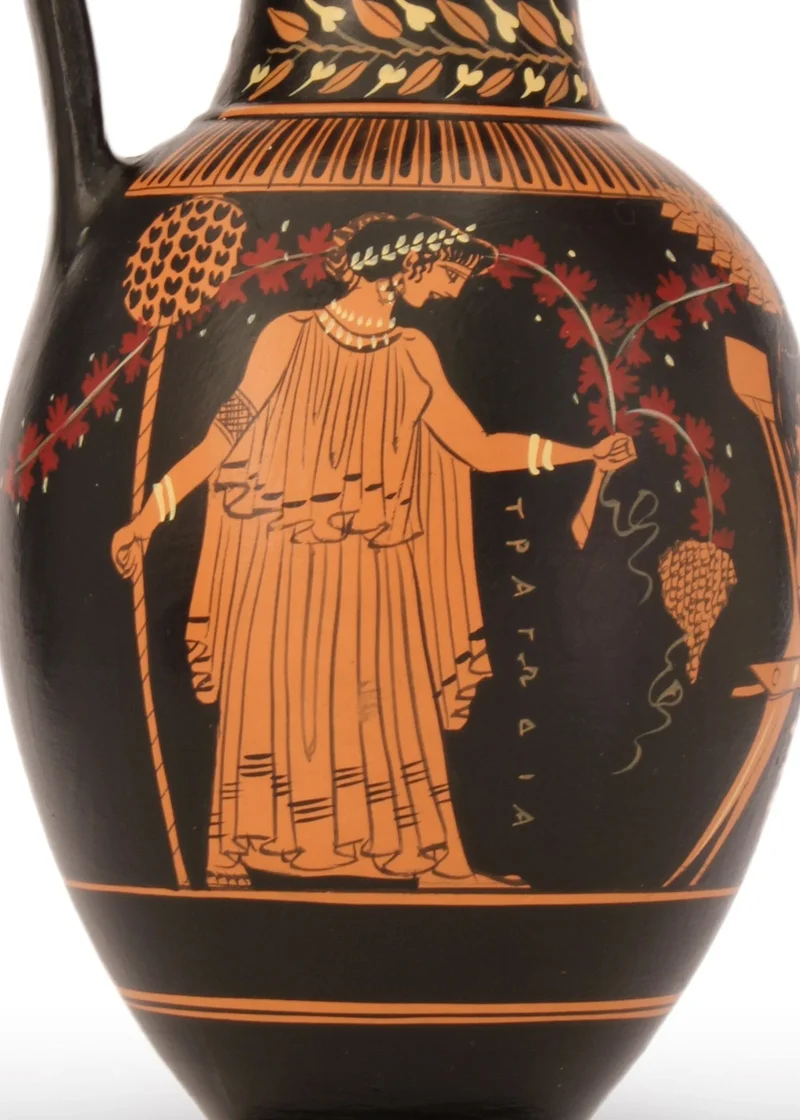 Vase grec avec Dionysos à figures rouges