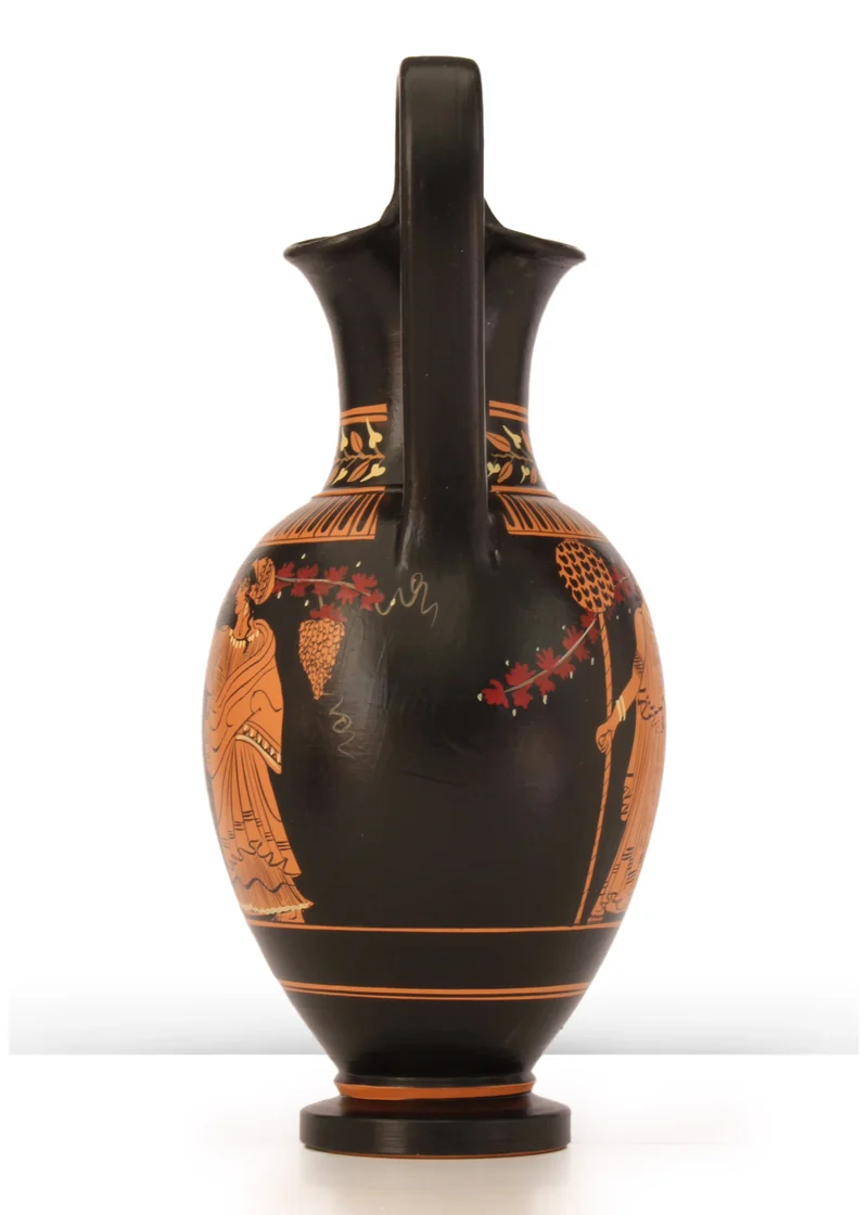 Vase grec avec Dionysos à figures rouges