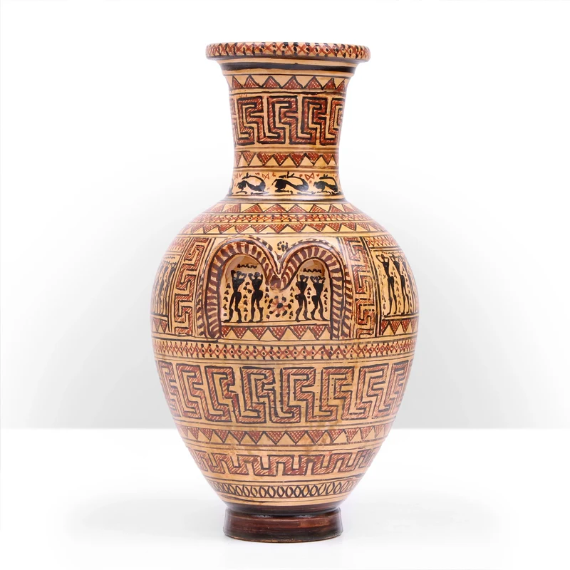Vase Grec Géométrique avec Motifs Complexes
