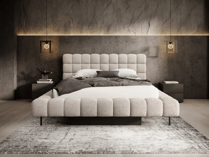 Lit coffre rembourré design - NALA