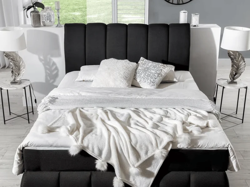 Lit Boxspring Mateo – Lit Complet avec Matelas, Sommier, Coffre de Rangement et Tête de Lit Design