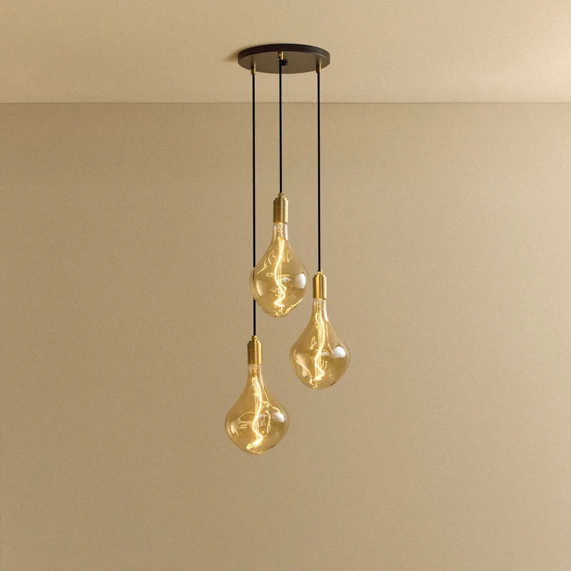 Triple Pendant in Brass + Voronoi II