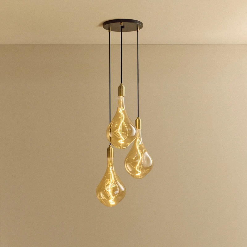 Triple Pendant in Brass + Voronoi III