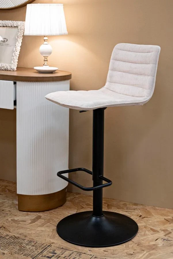 Tabouret de bar blanc réglable avec mécanisme de levage – High Collection