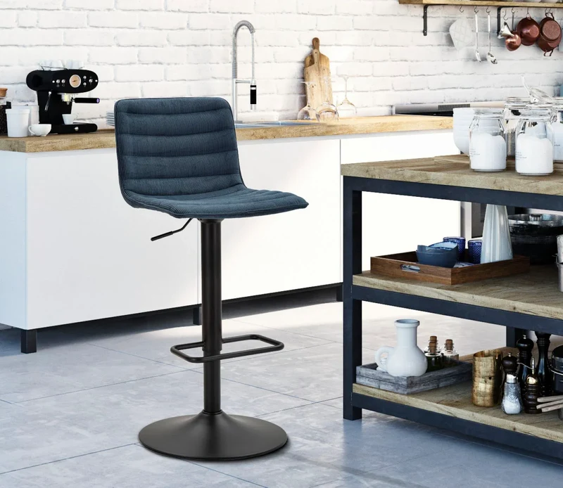 Tabouret de bar réglable bleu marine avec mécanisme de levage – Collection High