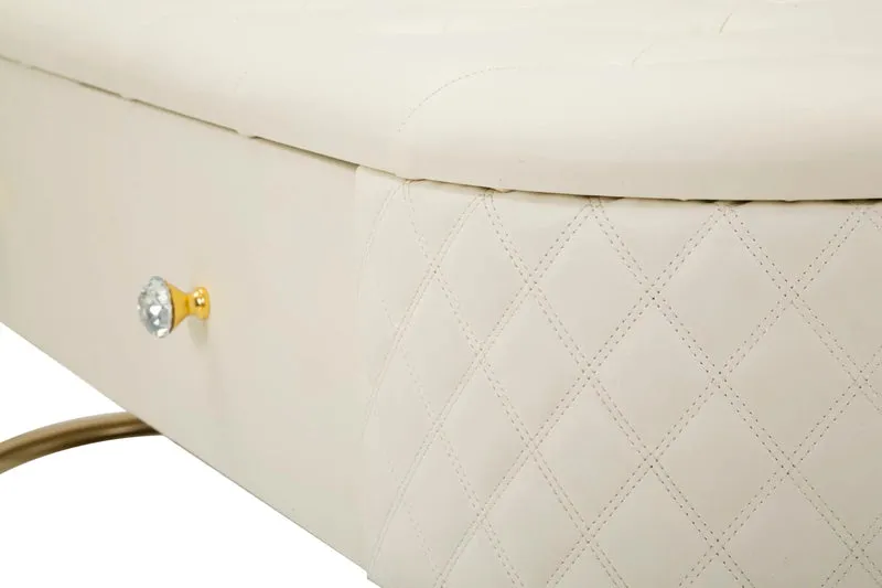 Banc rembourré blanc avec tiroirs – Rangement Sharon