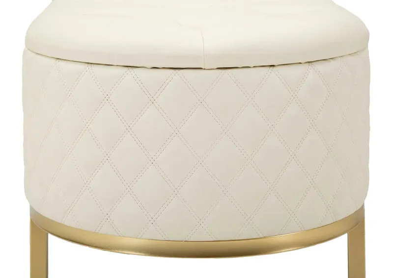 Banc rembourré blanc avec tiroirs – Rangement Sharon