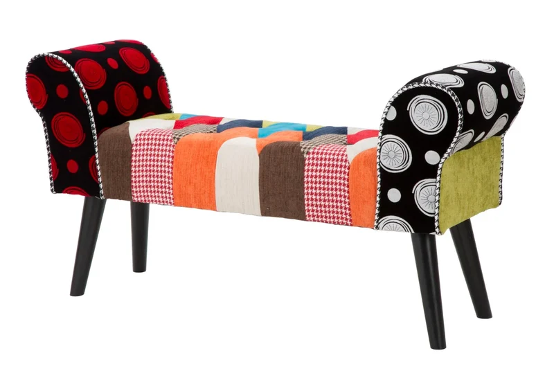 Banc rembourré patchwork – Siège d'entrée multicolore