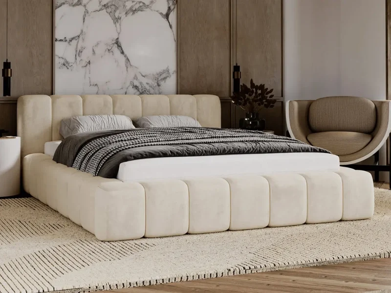 Lit coffre design matelassé - CHLOE