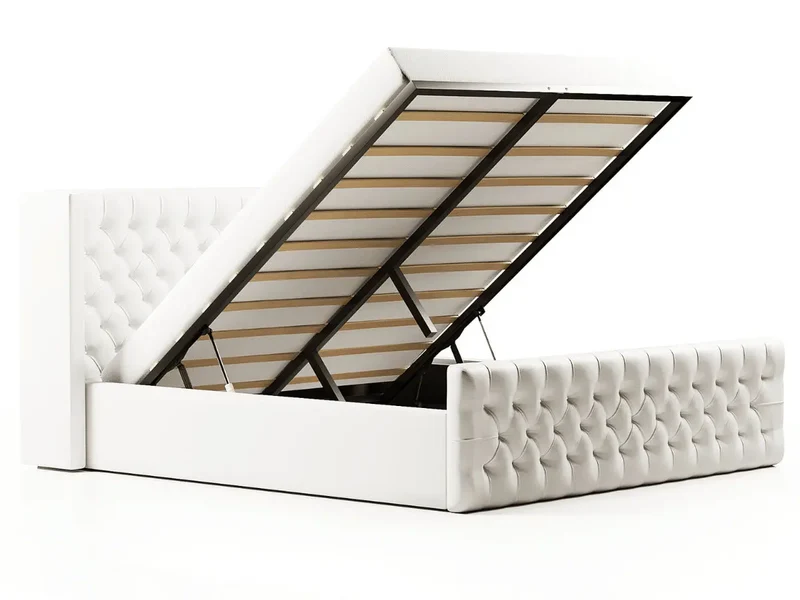 Lit coffre capitonné avec LED - AMELIE