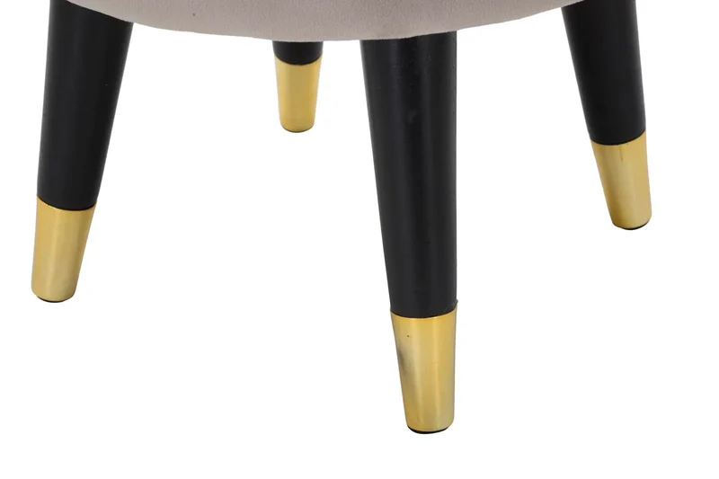 Tabouret rond en velours gris avec pieds dorés – Fauteuil d'appoint Paris