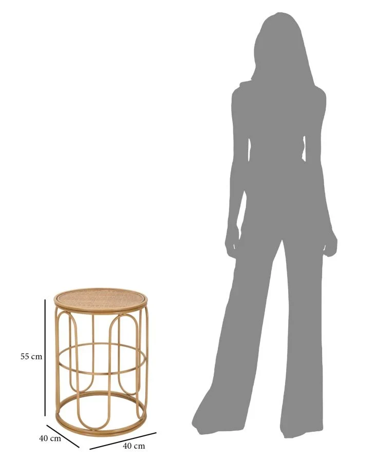 Table d'appoint ronde avec plateau en bois et structure en rotin – Style Samui
