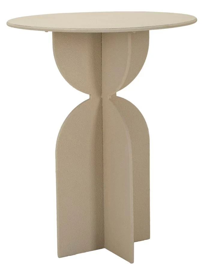 Table d'appoint ronde beige avec base sculpturale – Dune Modern Design