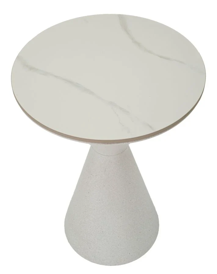 Table d'appoint ronde blanche à double base – Design moderne avec plateau en marbre