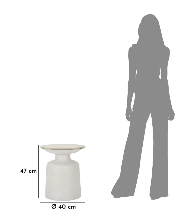 Table d'appoint ronde blanche avec base texturée – Table d'appoint moderne avec plateau en marbre