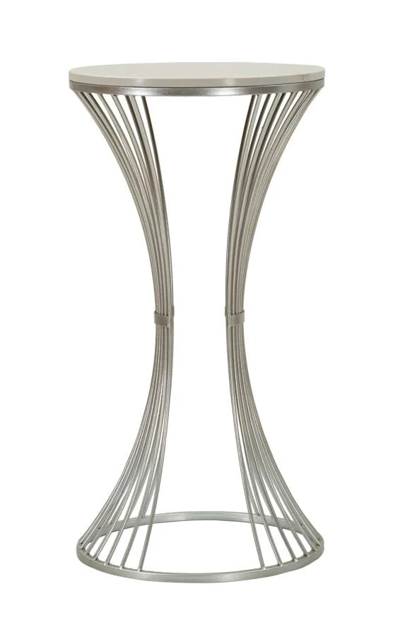 Table d'appoint ronde en marbre artificiel avec base en métal – Funnel Accent Design