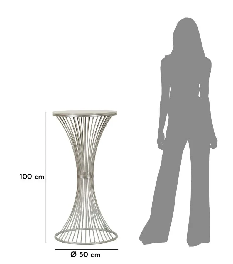 Table d'appoint ronde en marbre artificiel avec base en métal – Funnel Accent Design