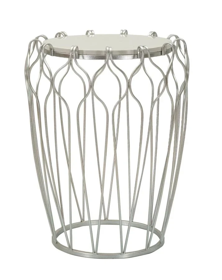 Table d'appoint ronde en marbre artificiel avec structure en métal tressé – Hook Accent Design