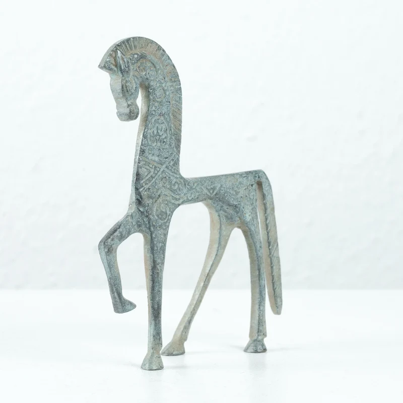 Statuette de cheval grec (petite taille, bronze vert)